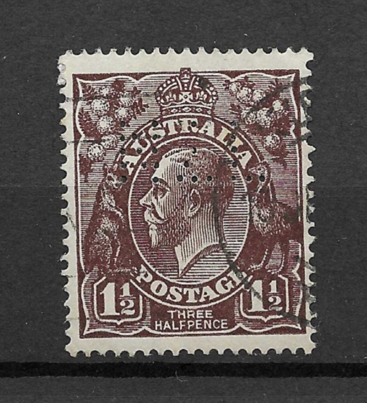 1918 Australia Sc24b 1½p King George V with NZL perfin used 