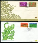 1976/77 Hong Kong Year of the Dragon & Snake sets stamps on 2 x Unaddressed FDCs