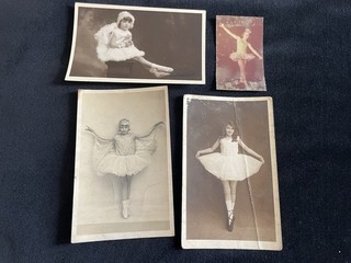 LOT OF 4 VINTAGE PHOTOS OF LITTLE GIRLS IN DANCING BALLET COSTUMES TUTU SKIRTS