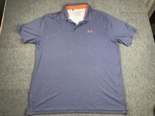 Under Armour Iso Chill Polo Shirt Mens Blue Striped Golf Loose XL Extra Large