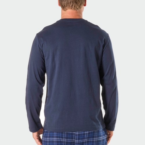 New Mens Sleep Mode Cotton Long Sleeve Sleep Tee - Navy by Mitch Dowd - Picture 3 of 5