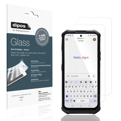 2x Schutzfolie für AGM G3 - Anti-Shock 9H Folie dipos Glass Kunststoffglas