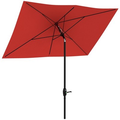 Outsunny 2 x 3 (m) Gartenschirm rechteckig Marktschirm mit Weinrot