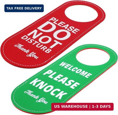 PU Leather Please Do Not Disturb Sign and Welcome Please Knock Sign, Door Knob P