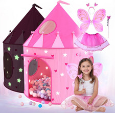 Princess Castle Pop up Tent  Dress up Set   Kids Pink Playhouse Tent for Girls