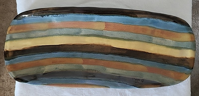 Handmade Studio Pottery Large Tray Decorative Dish Signed Jacque