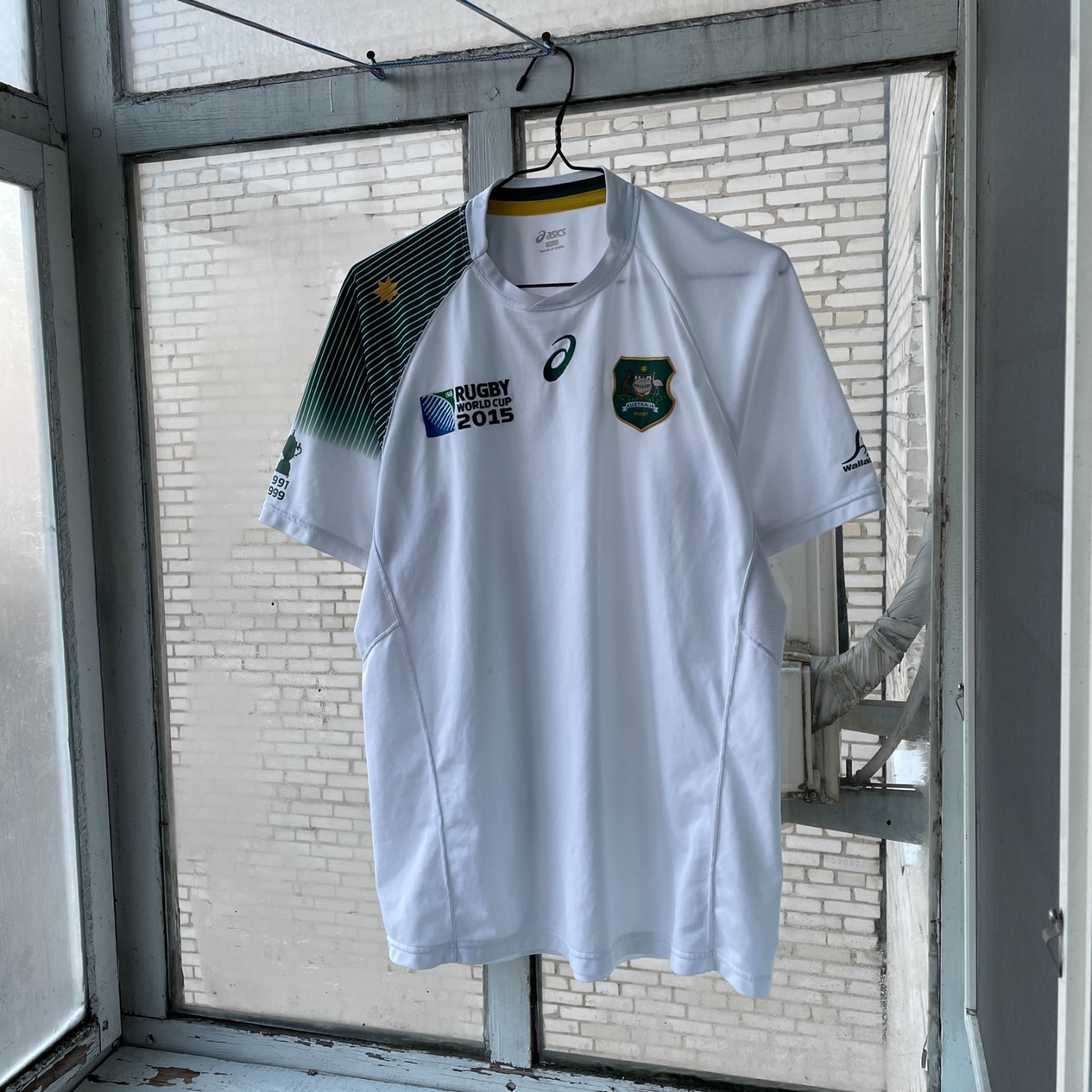 Asics Australia Rugby World Cup 2015 Jersey – White/Green – Size XL thumbnail 2