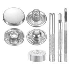 24Set 15mm Leather Snap Fastener Kit 2.76" Long W 4 Install Tool, Silver
