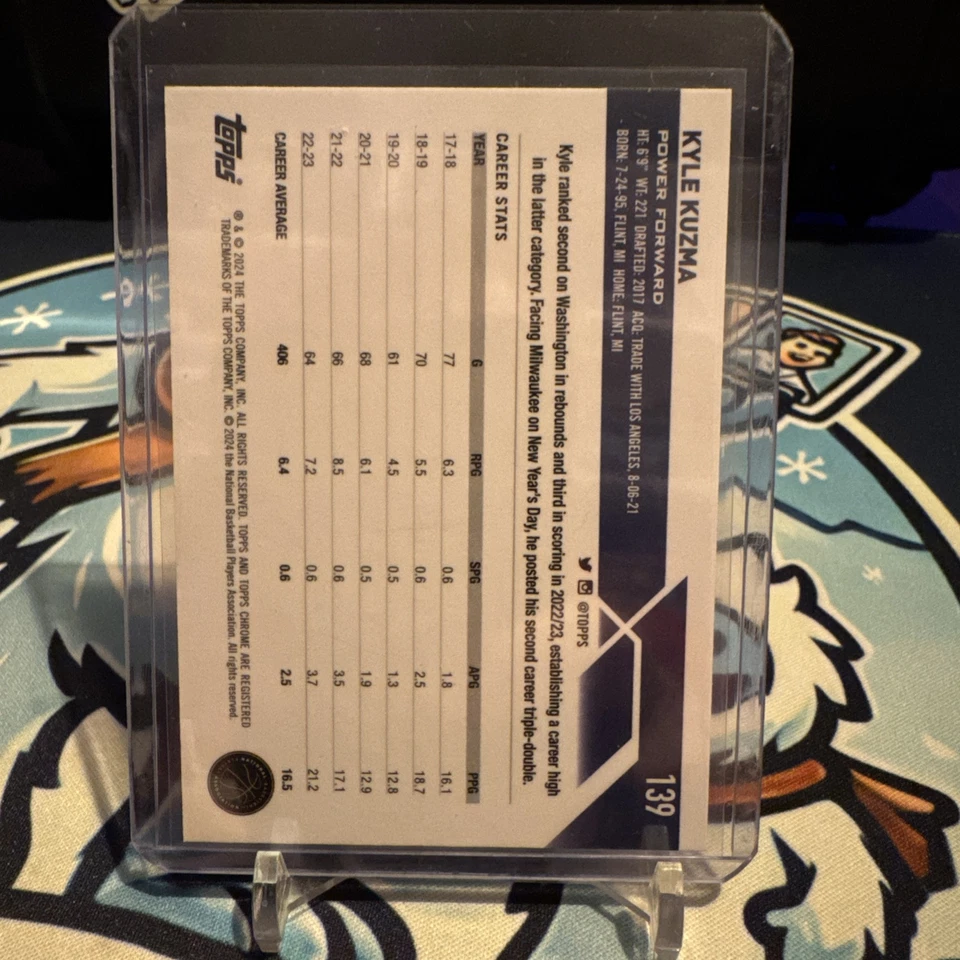 2023 Topps Chrome Kyle Kuzma Black Refractor 7/10 SSP WIZARDS BUCKS - Image 2 of 3