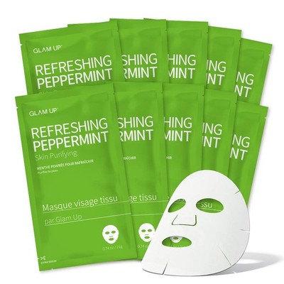 GLAM UP Sheet Mask Refreshing Peppermint (10 10 Count (Pack of 1), 