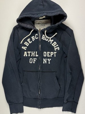 Y2K Factory Distressed Abercrombie and Fitch XL Hoodie Full Zip Spell Out Navy