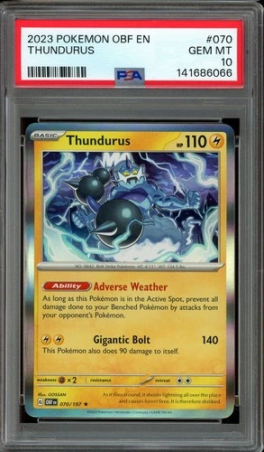 Pokemon TCG S&V Obsidian Flames #070 Thundurus Holo Rare PSA 10 Low Pop