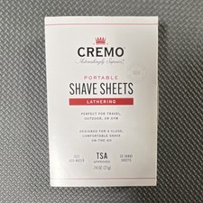 Cremo Portable Shave Sheets 30 Count TSA Approved Sheet 0.74 oz Unisex Face