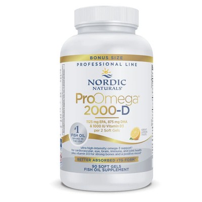 Nordic Naturals ProOmega 2000-D - Concentrated Omega-3s with Vitamin D3, 90 Ct.