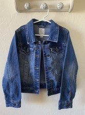 The Childrens Place Denim Blue Jean Jacket Girls Size 7/8 Button Up Long Sleeve