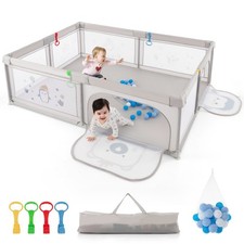 Baby Playpen Kids Indoor  Outdoor Activity Center w/Ocean Balls Mesh Play Yard