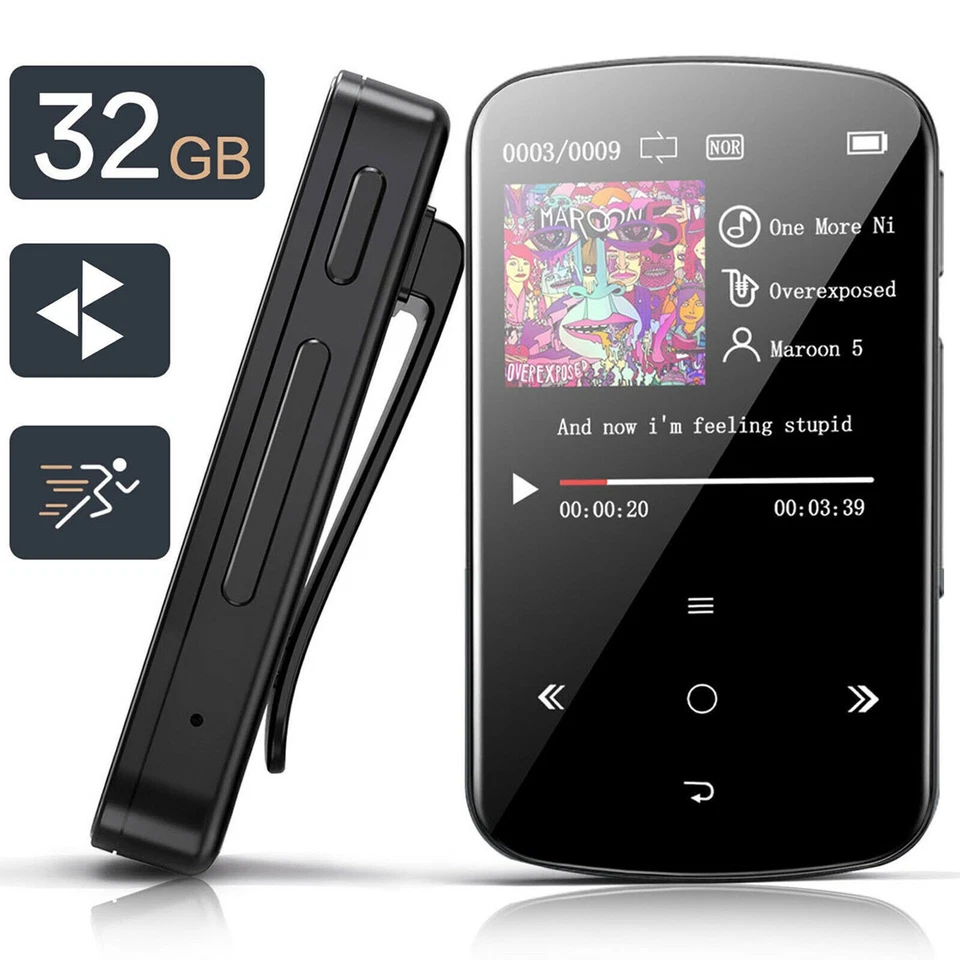 MP3 Player 32GB HiFi Lossless Sound Bluetooth Clip Music Voice Recorder FM Radio - Image 2 of 4