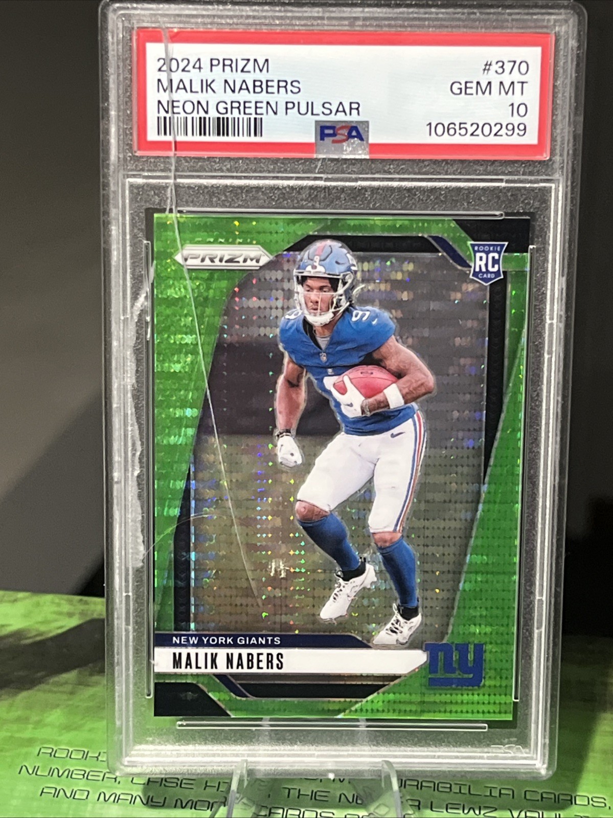 Malik Nabers Panini Prizm #370 Neon Green Pulsar