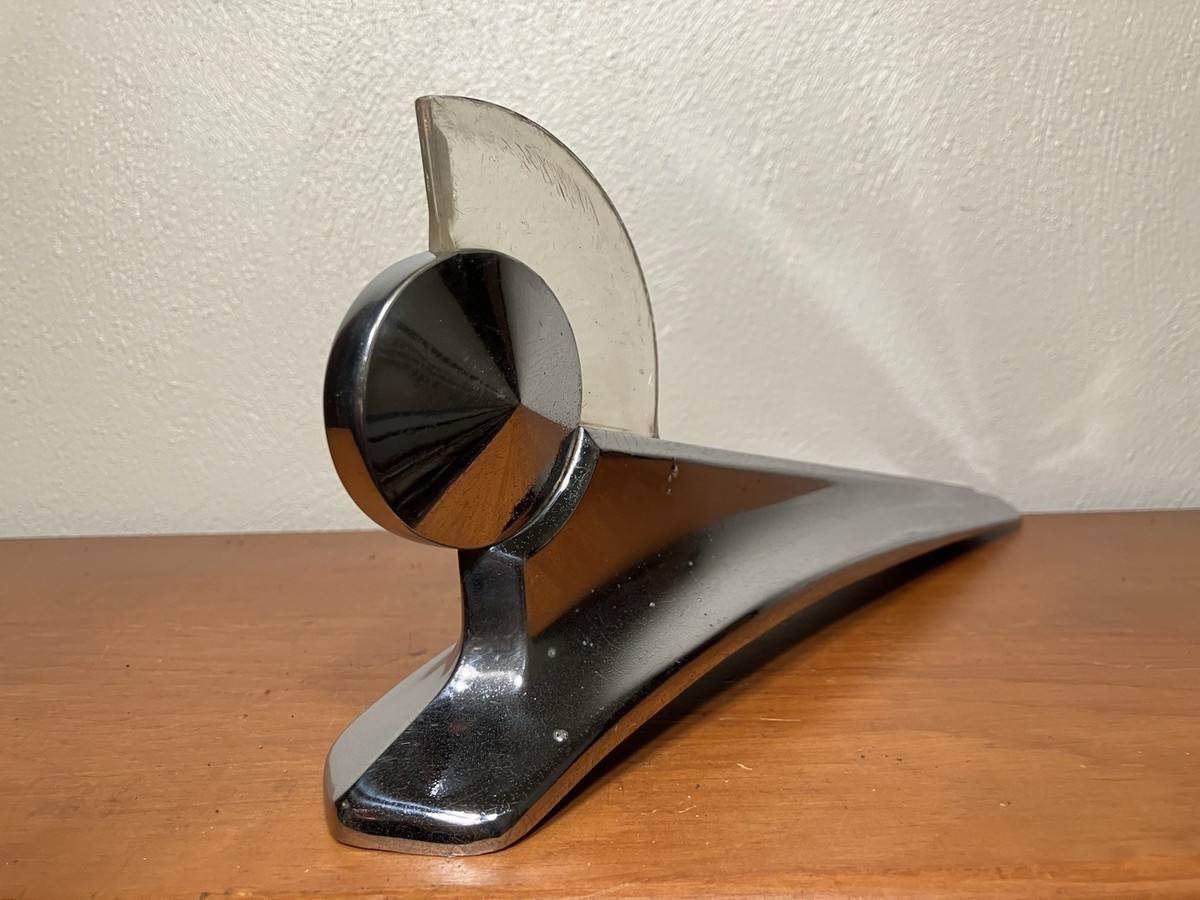 1949 Ford Hood Ornament Chrome With Glass Insert Antique Vintage 