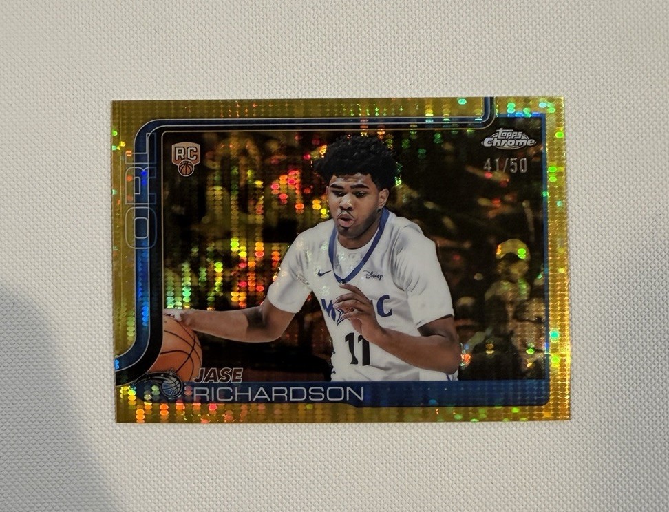 Jase Richardson Rookie 2025-26 Topps Chrome #275 Gold Pulsar Refractor /50 RC