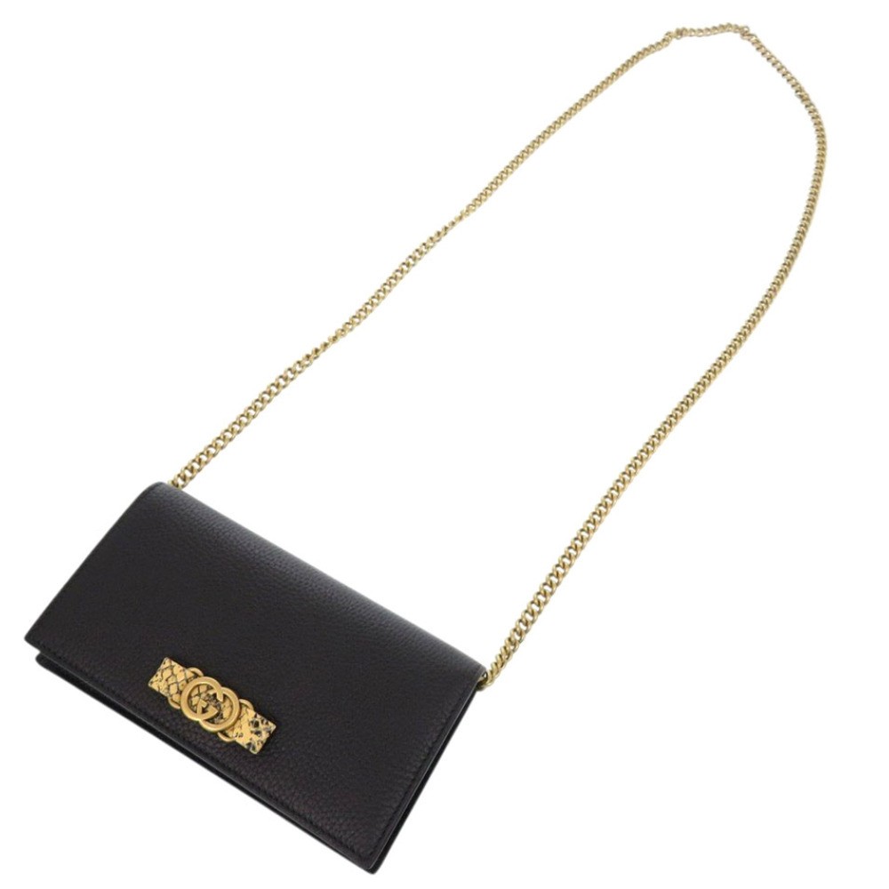 Gucci 746056 Python Leather Shoulder Bag Black Us… - image 5