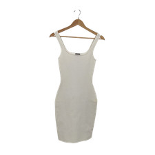 Quince Women Square Neck Ribbed Knit Mini Dress White S