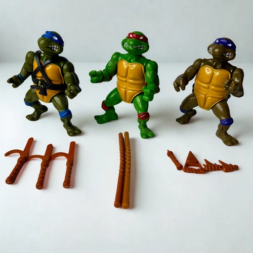 1988 TMNT Teenage Mutant Ninja Turtles Set Lot Of 3 Vintage Plus Accessories