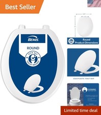70 Durable Plastic Toilet Seat, Round, White