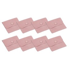 8 Pcs 4x3 Inch Jewelry Pouches, Velvet with Snap Button for Rings Pink