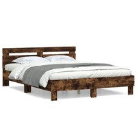 Bettgestell Mit Kopfteil RäUchereiche 140X190 Cm Holzwerkstoff