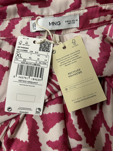 Mango Pink/White Satin Wrap Dress, Size UK14, Formal/Occasion, BNWT - Picture 11 of 14