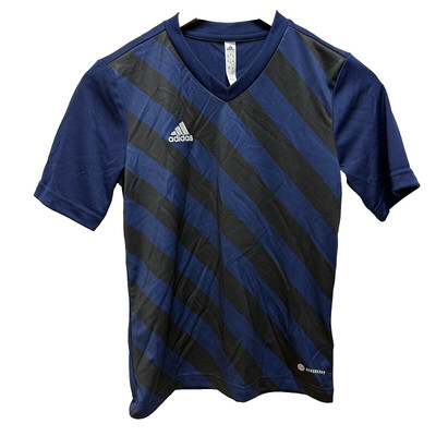 Adidas Jersey Soccer Youth Blue Black Stripe Parma 22 SS Lightweight Medium NWTS