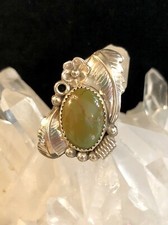 Vintage Genuine  Navajo Green Turquoise Sterling Silver Southwestern Ring Size 6