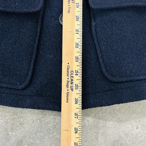 LL Bean Boiled Funnel Neck Wool Button Pocket Jacket Blue Womens XS Peacoat - Picture 6 of 11