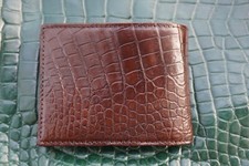 Genuine Crocodile Belly - Brown Skin Leather Men's Bifold Wallets N59