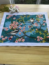 completed finished cross stitch Birds and flowers 20''x 15'' Unframed NEW