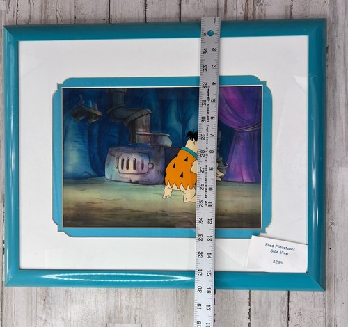 Original Flintstones Animation Cartoon Cel With Background, Fred In Cave, Framed - Picture 7 of 13