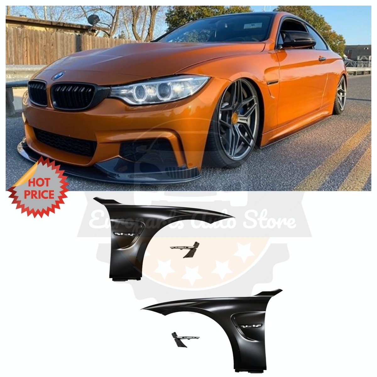 14-20 F80 F82 M3 M4 STYLE FENDERS W/ GRILLES & LOGO FOR BMW F32