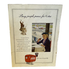1953 Coke Coca Cola Soda Orig Magazine Ad Woman Airport Busy People Pause For...