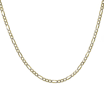 18K Yellow Gold Plated Silver Diamond Cut Figaro Chain Made in Italy