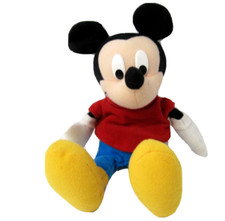 Disney Mickey Mouse Bean Bag Plush 9.5 Inches Mattel Kids Toy Red Shirt