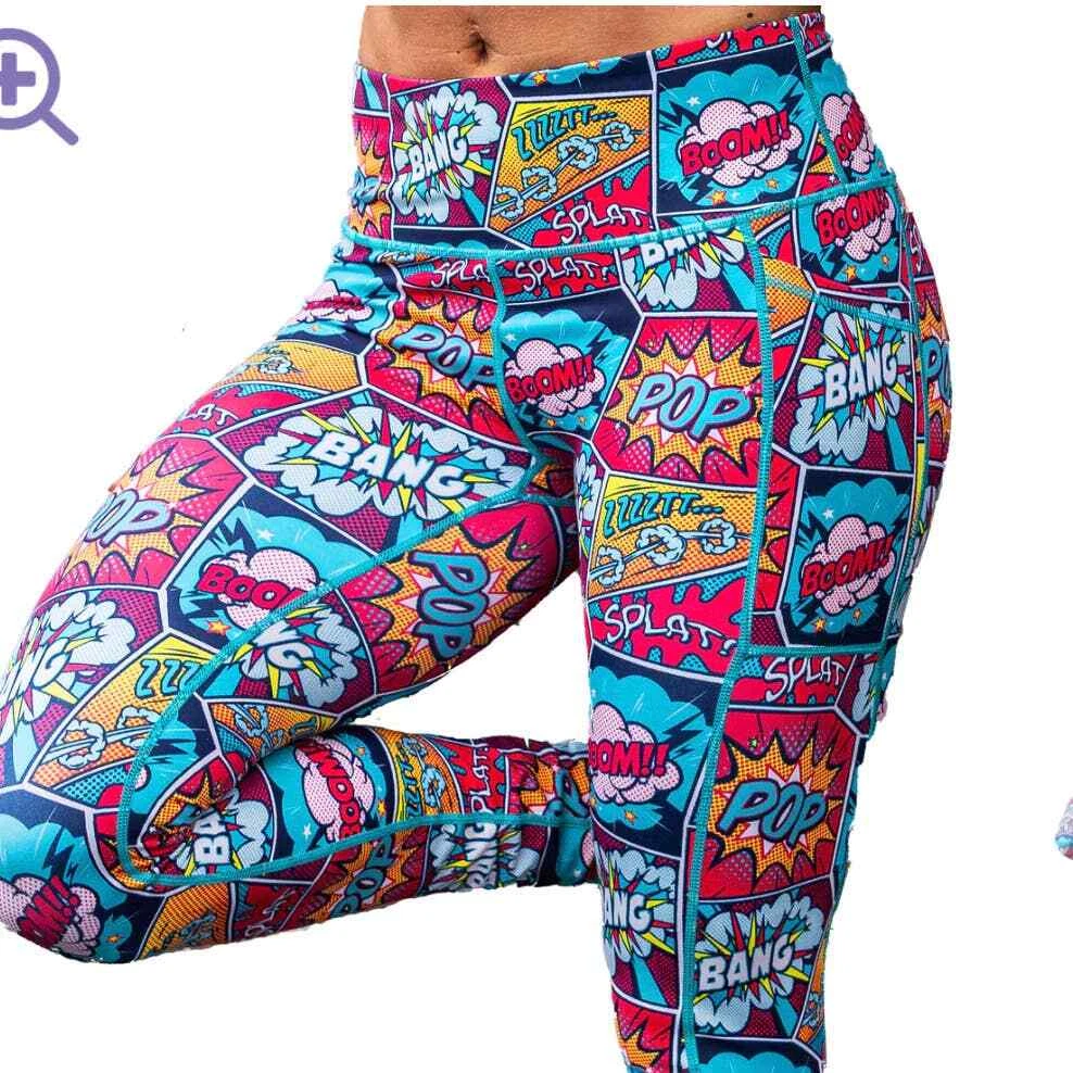 CVG Womens Knockout Legging Full Length Comic Book Inspired Print Size M  NWOT