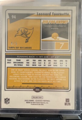 2022 Panini Classics Timeless Blue /5 #94 SSP Leonard Fournette
