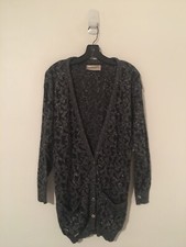 Nwt Diane Von Furstenberg Cardigan Gray Metallic Vtg New Old Stock Medium