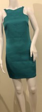 MANGO Satin Green Short Dress with a Full Length Gold Side Zip Sleeveless Size 8