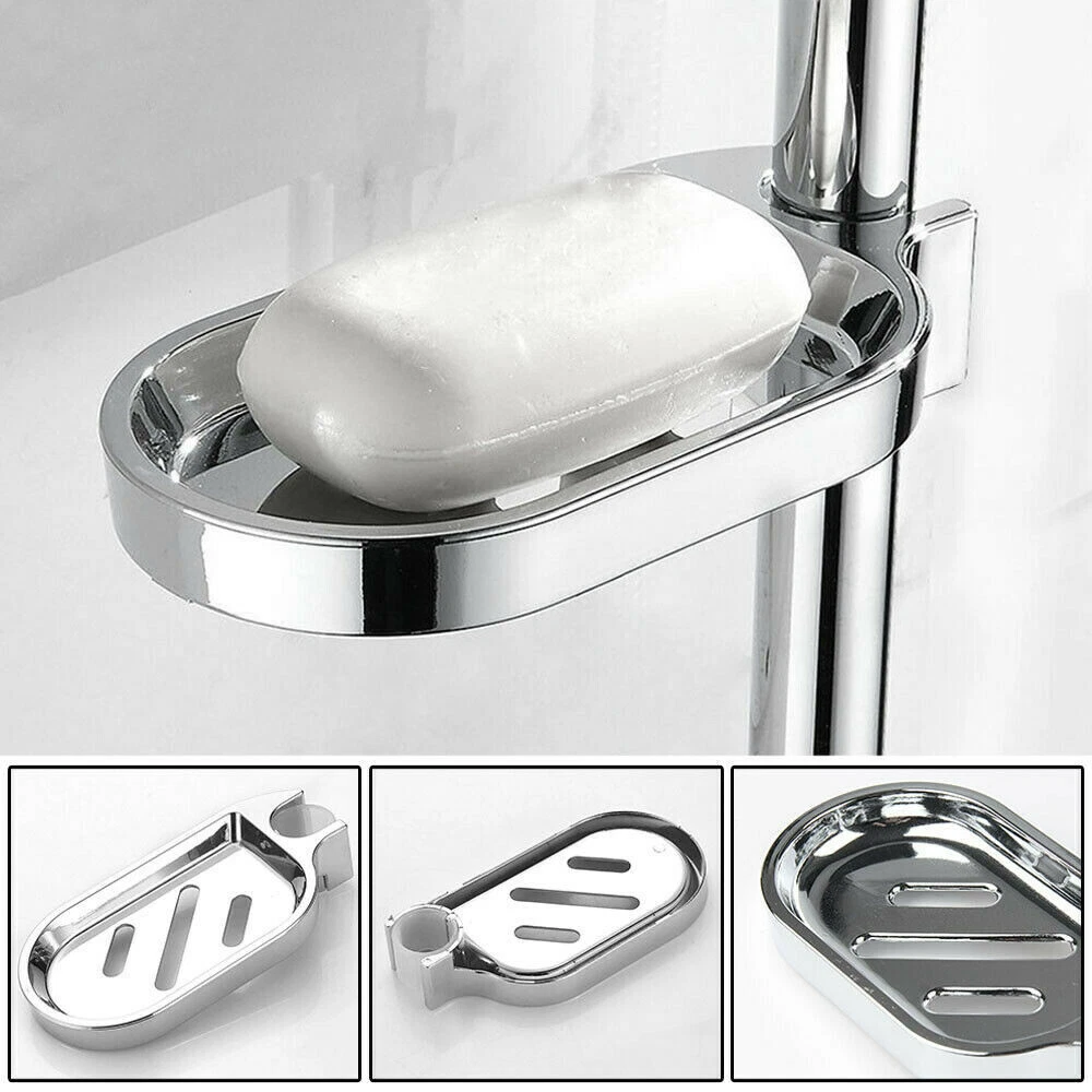 Soap Dish Tray Shower Rail Slide Plate Bathroom Stand Holder Rack Hole 25mm