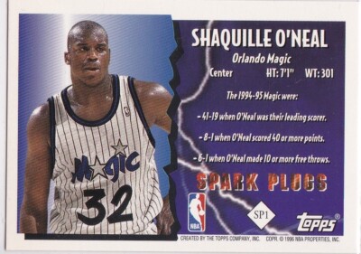 SHAQUILLE O'NEAL Shaq 1995 Topps SPARK PLUGS Basketball Card