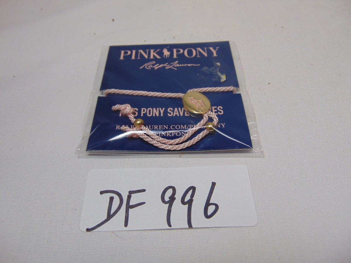 Pink Pony Ralph Lauren Cancer Awareness Adjustable Bracelet Pink Gold Tone