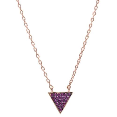 Triangle Pave Ruby .925 Sterling Silver Pendant Necklace - Picture 1 of 1