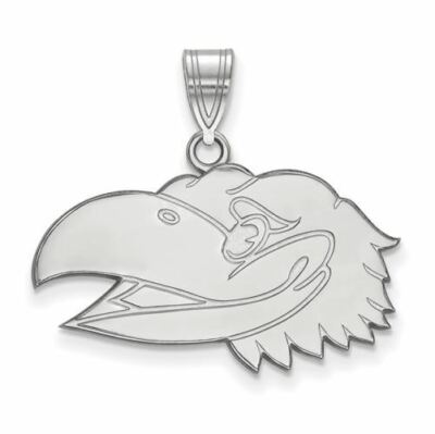 SS Univ of Kansas Jayhawk Head Left Medium Pendant